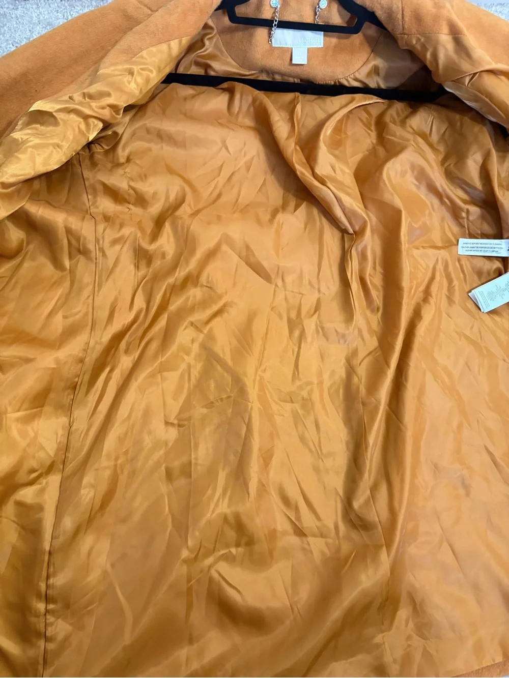 Michael Kors Double-Breasted Orange Pea Coat
